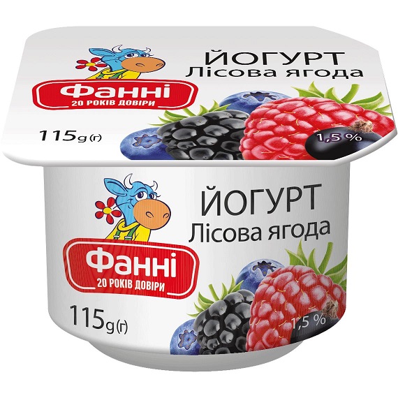 Йогурт ФАННІ лісова ягода 1,5%, 115 г